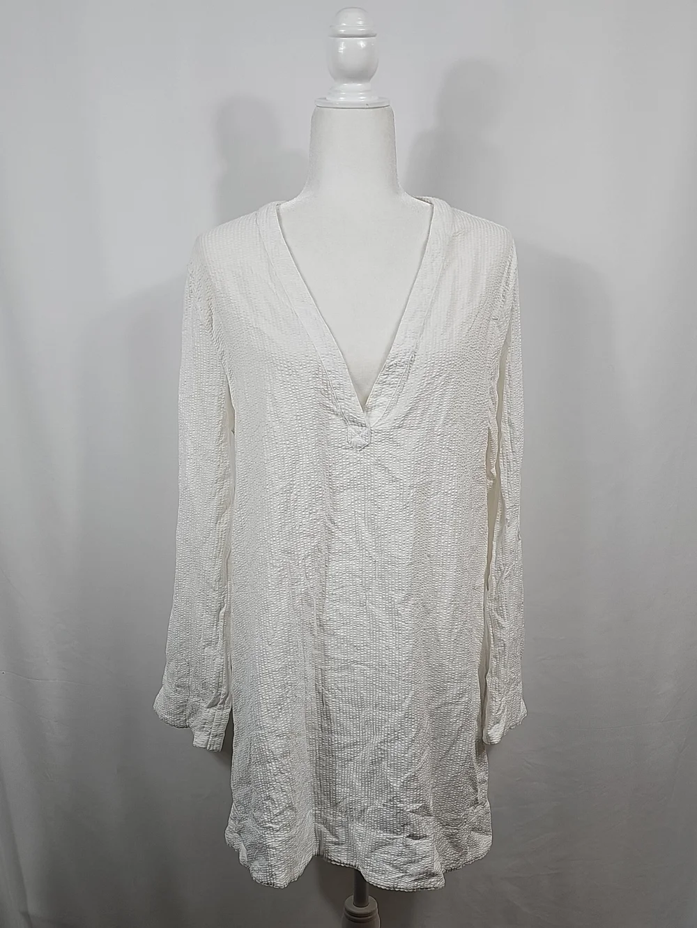 NWT Andie White Textured Cotton Swim Cover Up Tunic Dress M Resort Beach Neutral